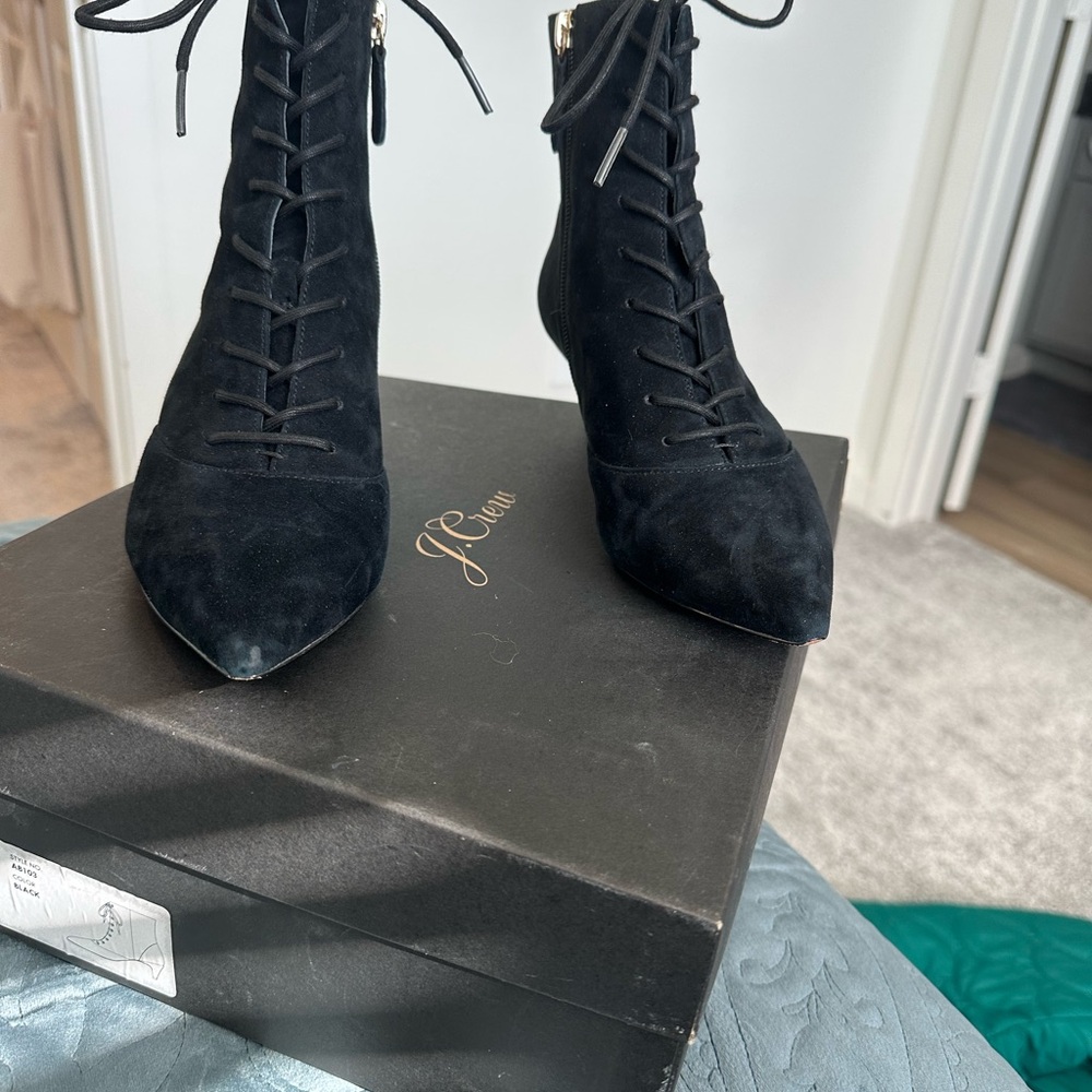 J. Crew Women's Black Lace-Up Suede Boots